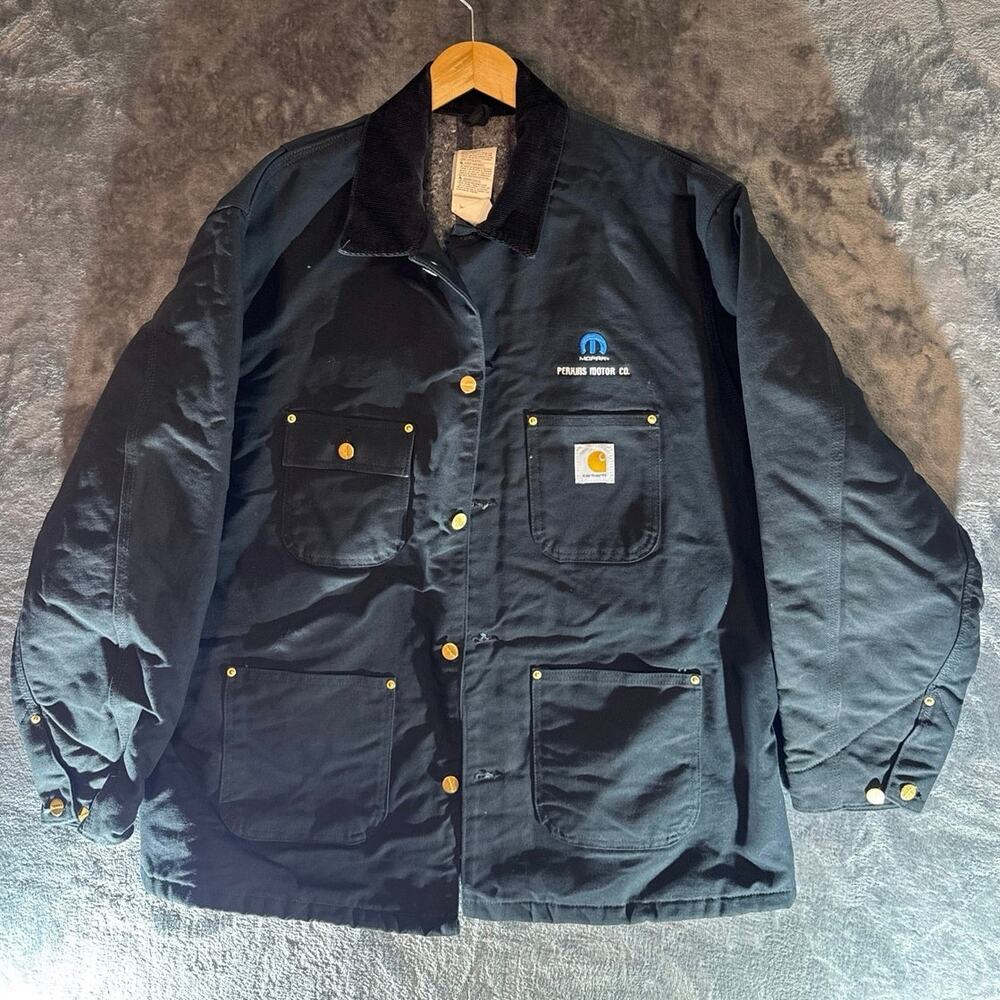 2009 Y2K Carhartt C01 BLK Chore Coat 46 Regular Mopar Perkins Motor Co Clean!
